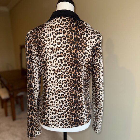 Suzy Shier leopard print double breasted tailored sweater cardigan blazer - Picture 5 of 10